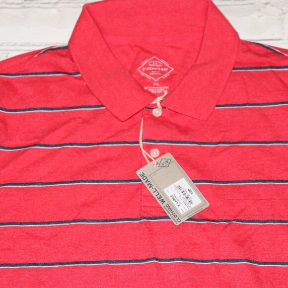 Men's NWT Red Stripped Collared shirt Size XL St. John's Bay - Picture 4 of 5